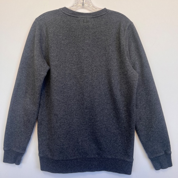 Under Armour Fitted Fleece Crewneck Sweatshirt Dark Gray Small Casual Activewear - Picture 8 of 9